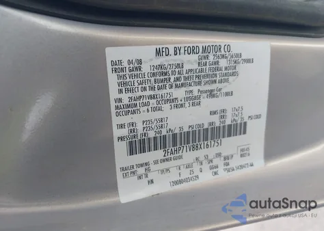 2008 Ford Crown Victoria Police/Police Interceptor z USA, uszkodzony, nr VIN 2FAHP71V88X161751